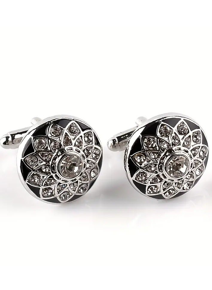 Goolsky 1pair Zircon Business Cufflinks Cuff Nails, Casual Fashion Shirt Cufflinks For Men - Image 1