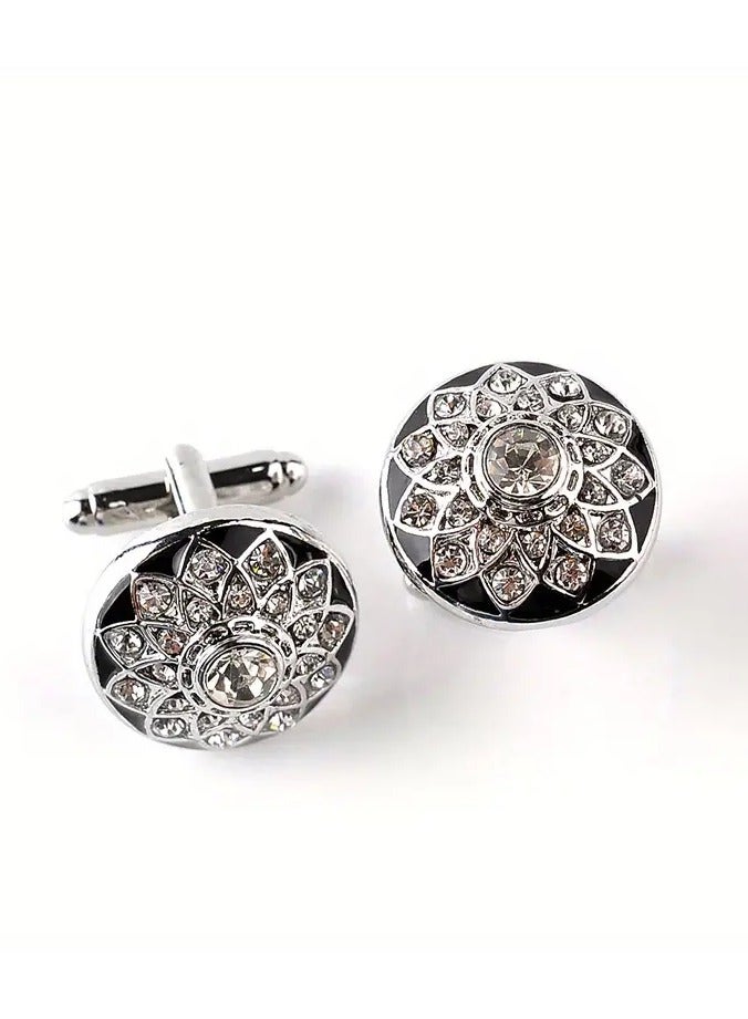 Goolsky 1pair Zircon Business Cufflinks Cuff Nails, Casual Fashion Shirt Cufflinks For Men - Image 2