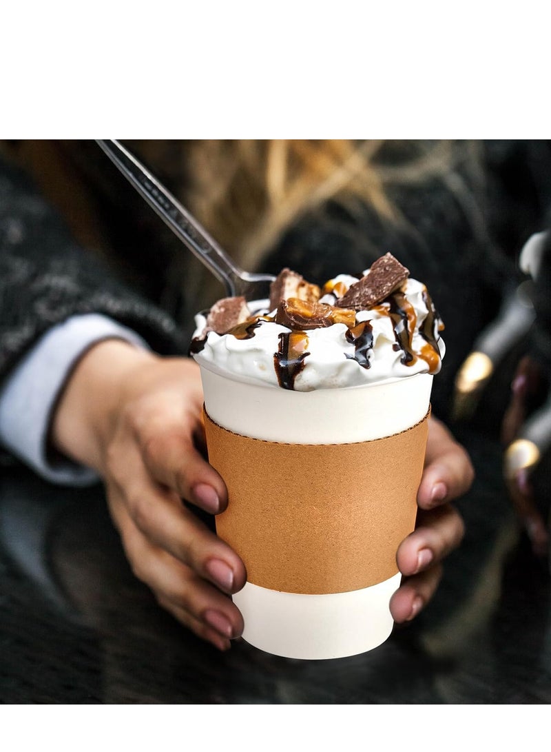 Disposable Paper Coffee Cups with Lids, Lids and Stirrers for Hot and Cold Drinks for Water, Juice, Coffee and Tea Suitable for Home, Shops, Cafes 100pcs  - Image 3