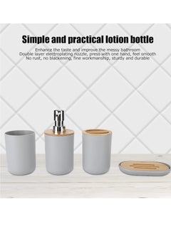 Generic Bathroom Accessories Set, 4Pcs Bamboo Bathroom Accessory Set Toothbrush Holder, Soap Dispenser, Toothbrush Cup and Soap Dish, Modern Bathroom Decor (Gray)  - Image 3