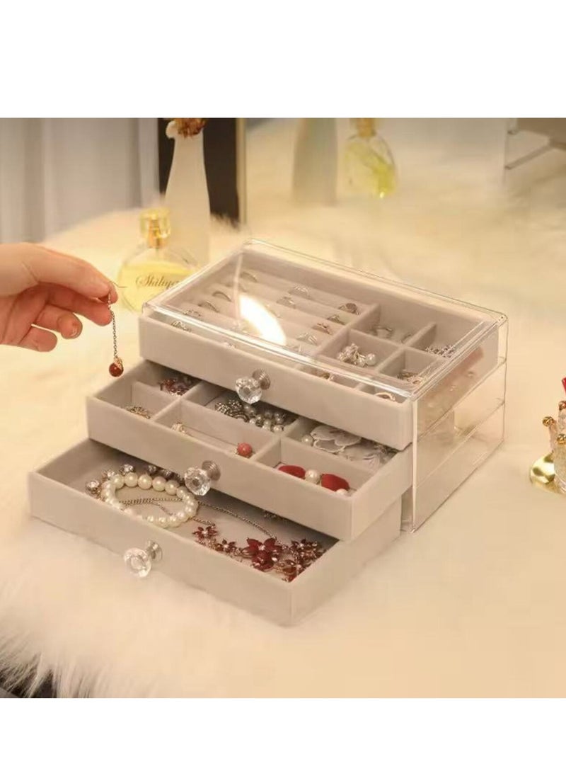 KCDMBUE Multi-functional Jewelry Storage Boxes  Jewelry Storage Box Organizer for Women and Girls, Multi-Functional Flannelette Tray Case for Earrings, Rings, Necklaces, and Bracelets  - Image 3