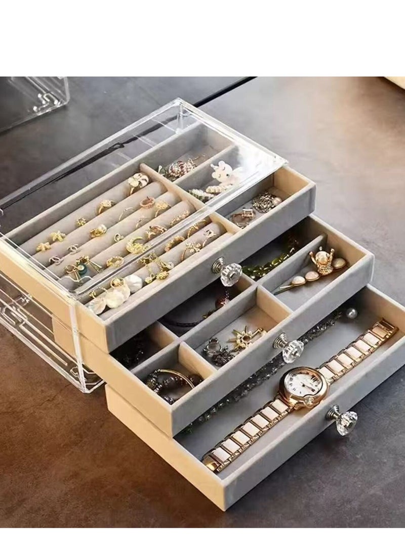 KCDMBUE Multi-functional Jewelry Storage Boxes  Jewelry Storage Box Organizer for Women and Girls, Multi-Functional Flannelette Tray Case for Earrings, Rings, Necklaces, and Bracelets  - Image 4
