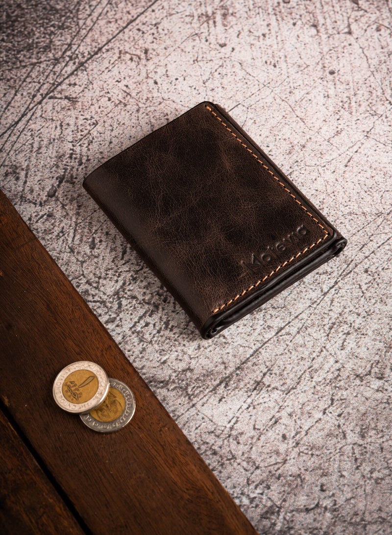 موتيفيا محفظة رجالي جلد طبيعي ثلاث طبقات محفظة جلد رجالي محفظة بطاقات ونقود رجالي مع 8 جيوب داخلية وجيب واسعة للنقود من Motevia - Image 2