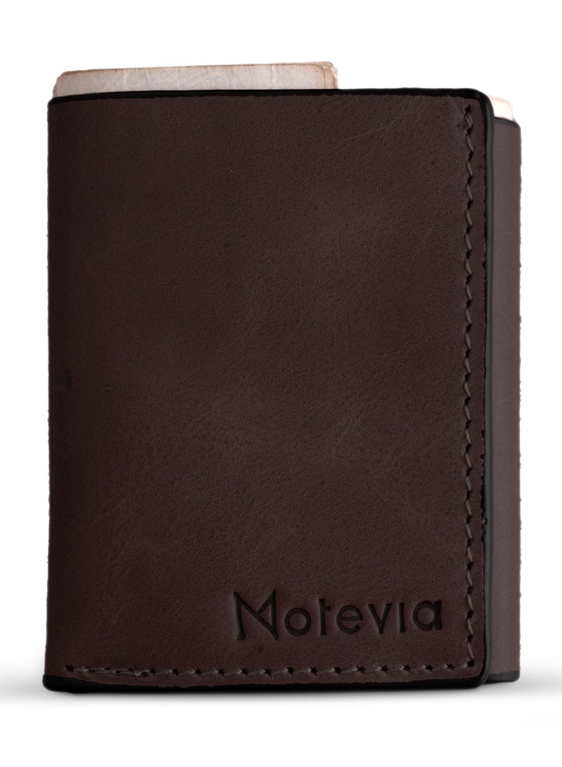موتيفيا محفظة رجالي جلد طبيعي ثلاث طبقات محفظة جلد رجالي محفظة بطاقات ونقود رجالي مع 8 جيوب داخلية وجيب واسعة للنقود من Motevia - Image 1