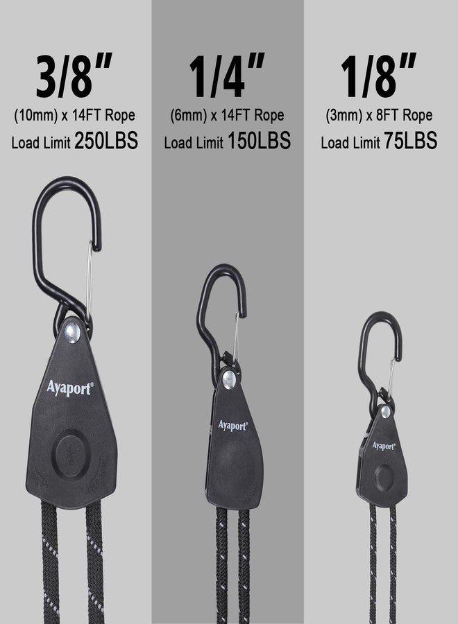 Ayaport Adjustable Rope Hanger 1/8" x 8' Rope Ratchet Kayak Tie Down with Safety Lock S Hook Pulley Ropes Hanger Tarp Tent Tie Downs - Image 5