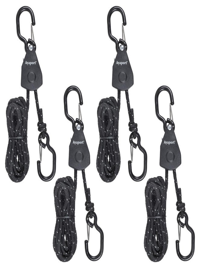 Ayaport Adjustable Rope Hanger 1/8" x 8' Rope Ratchet Kayak Tie Down with Safety Lock S Hook Pulley Ropes Hanger Tarp Tent Tie Downs - Image 1