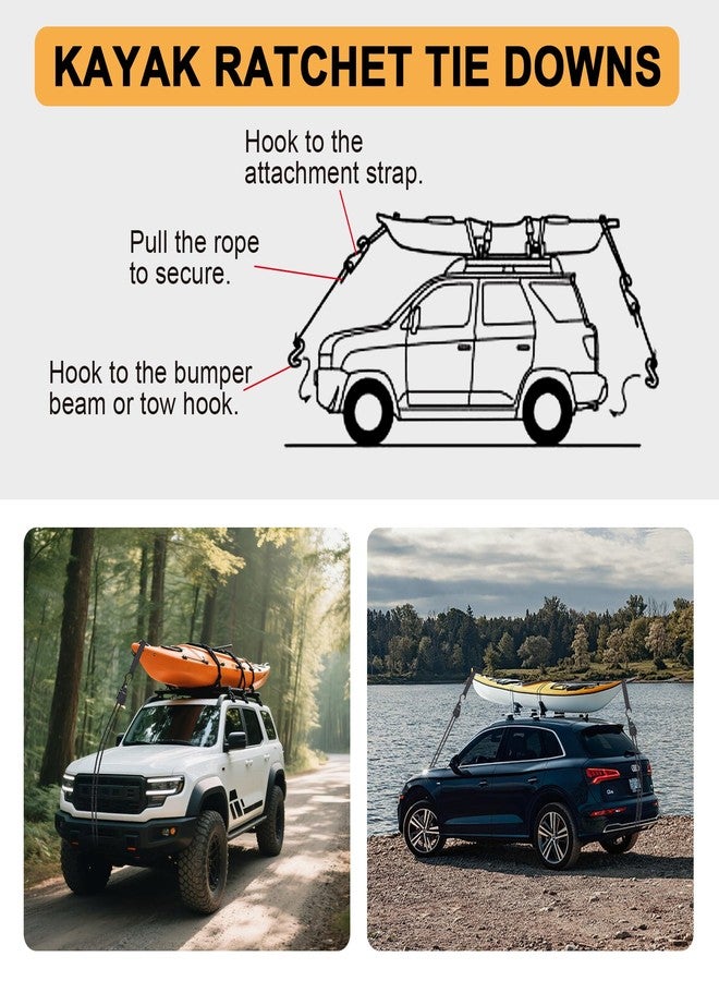 Ayaport Adjustable Rope Hanger 1/8" x 8' Rope Ratchet Kayak Tie Down with Safety Lock S Hook Pulley Ropes Hanger Tarp Tent Tie Downs - Image 4