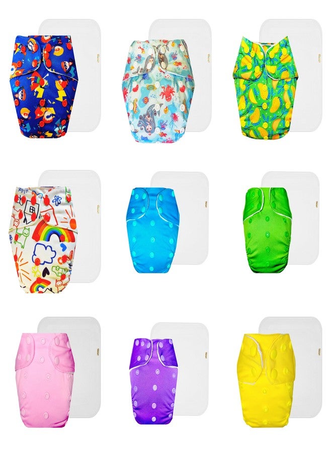 Dumbledo Premium Cloth Diaper with Cotton Insert (Pack of 9) | Hypoallergenic | Leakproof | Quick Dry | Trusted by Moms | 3 Months - 3 Years | Unisex Baby - Image 1