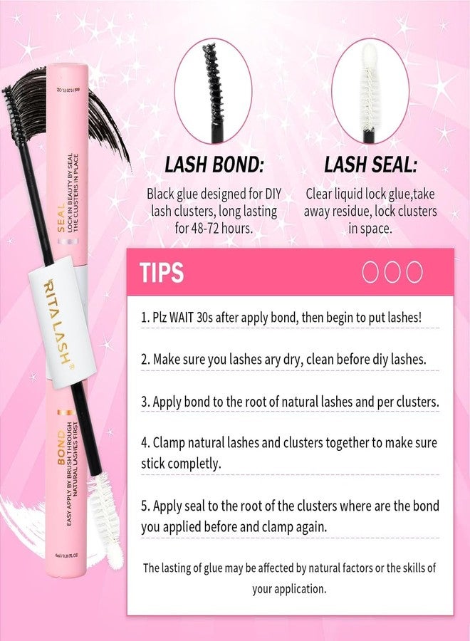 RITALASH Lash Extension Kit DIY Lash Clusters 800pcs Cluster Lashes Individual Lashes Book Set Eyelash Extension Kit with Lash Bond and Seal,Lash Remover,Lash Tweezers(10D+30D+50D+80D Kit,8-16mm) - Image 4