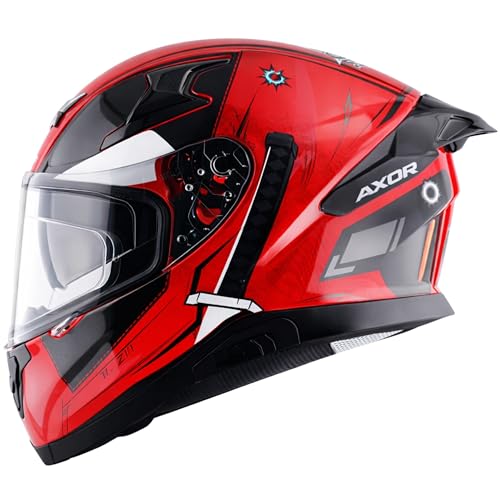 Axor Apex Marvel Deadpool ISI ECE DOT Certified Full Face Dual Visor Helmet for Men and Women Dual EPS Protection with Pinlock Fitted Outer Clear Visor and Inner Smoke Sun Visor Red Black-S - Image 1
