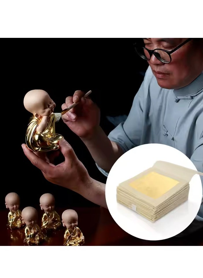 Generic 1.96*1.96 inch 24K gold leaf statue decoration Hoja dora skin care cake food drink coffee decoration gold leaf sheet gold paper  - Image 3