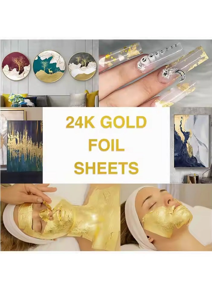 Generic 1.96*1.96 inch 24K gold leaf statue decoration Hoja dora skin care cake food drink coffee decoration gold leaf sheet gold paper  - Image 4
