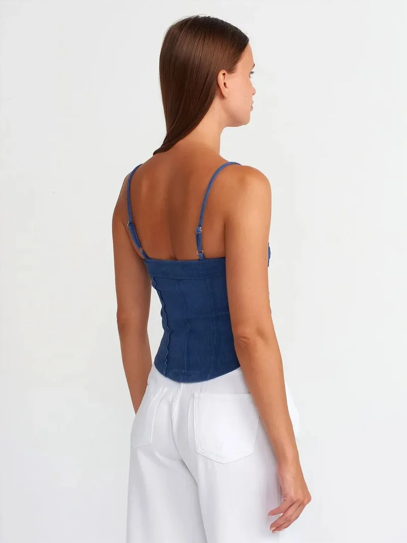 ديلفين Dilvin Ribbed Square-Neck Crop Top