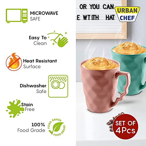 URBAN CHEF Coffee Mugs, Ceramic Coffee Mug, Microwave Safe, Coffee Mug Set, Milk Mug with Handle Ideal for Birthday Gift, Anniversary Gift, Birthday Gift for Friends, Ceramic Mug, Prism Handcrafted Shine, Diwali Gift Items - 225 ML - Set of 4 (Multicolor) - Image 2