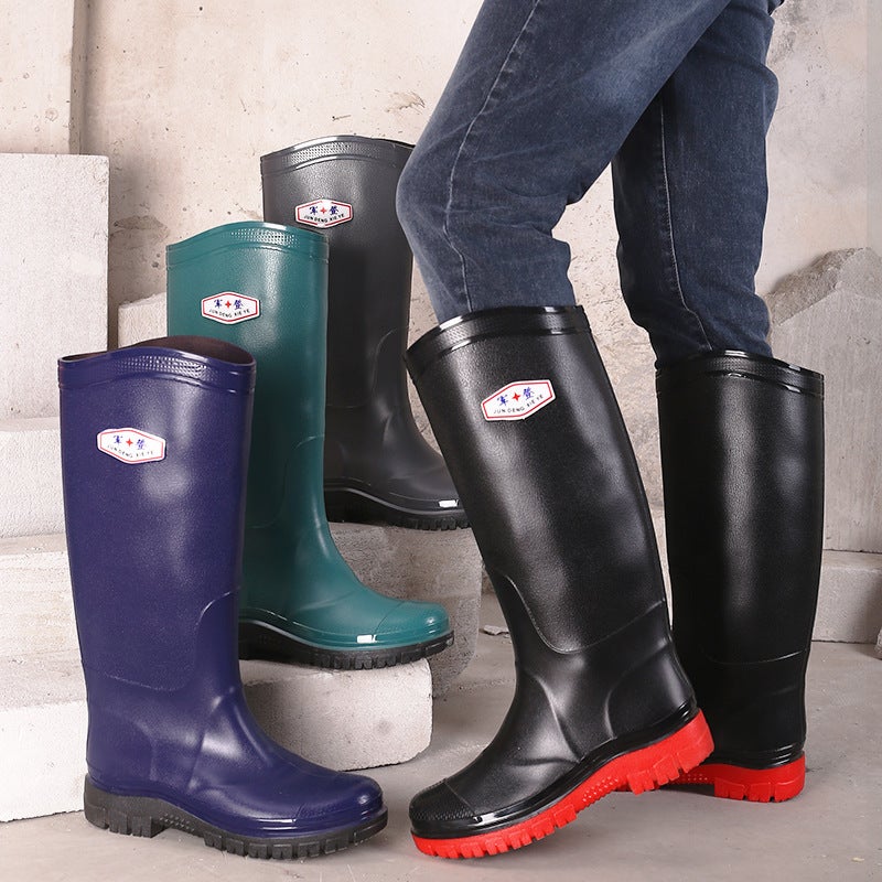 High-Rise Men'S Rain Boots 36-45 Size Men'S And Women'S Rain Boots Wading Shoes One-Piece Anti-Slip Water Shoes Rubber Shoes Overshoes - Image 3