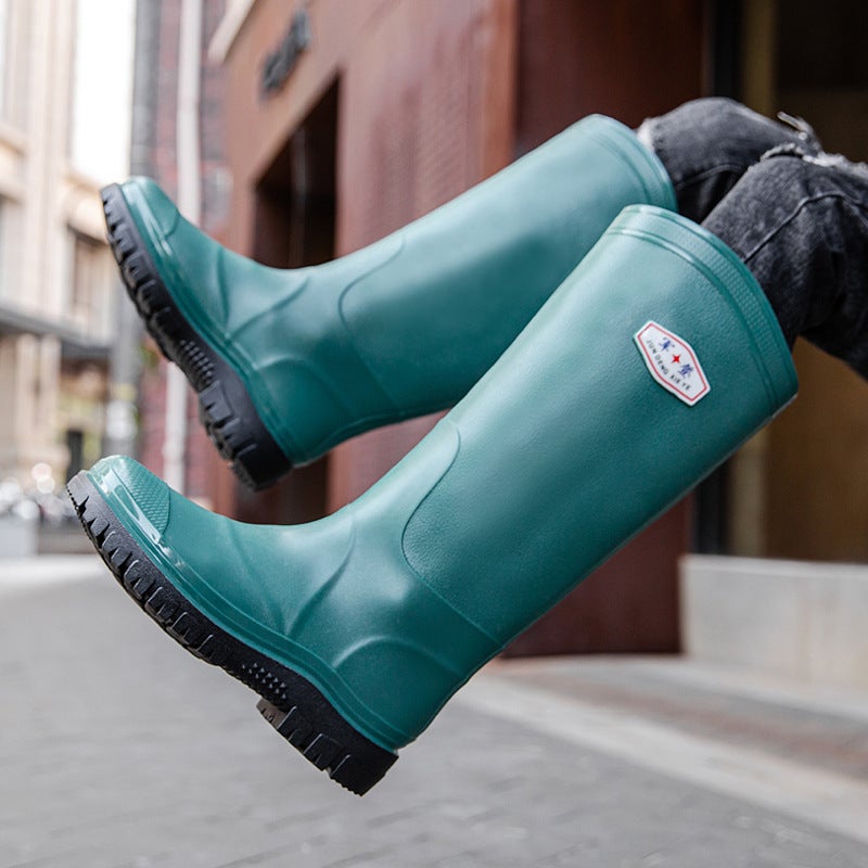 High-Rise Men'S Rain Boots 36-45 Size Men'S And Women'S Rain Boots Wading Shoes One-Piece Anti-Slip Water Shoes Rubber Shoes Overshoes - Image 1