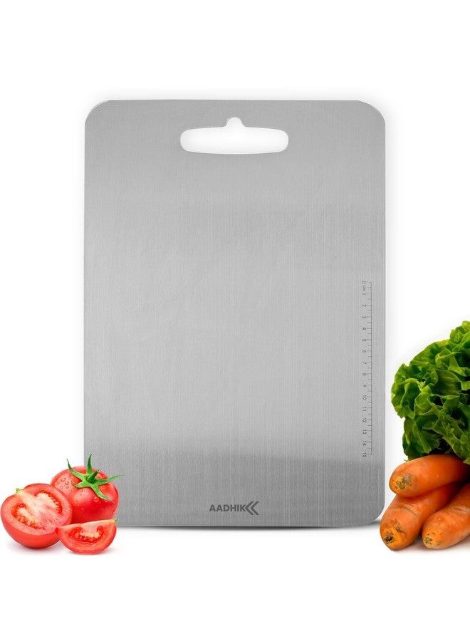 AADHIK Chopping Board Stainless Steel Medium Size Metal Cutting Kitchen,Heavy Duty Choping-Board Vegetable,Fruit Cutter, Meats Vegetable Chopper Boards,Safe Durable -33cm*22cm - Image 1