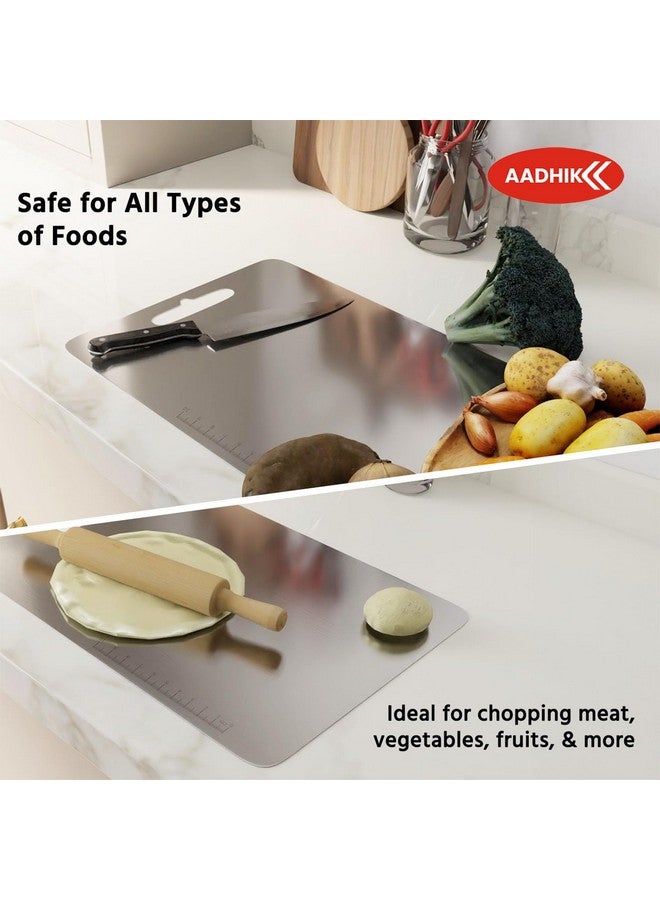 AADHIK Chopping Board Stainless Steel Medium Size Metal Cutting Kitchen,Heavy Duty Choping-Board Vegetable,Fruit Cutter, Meats Vegetable Chopper Boards,Safe Durable -33cm*22cm - Image 5