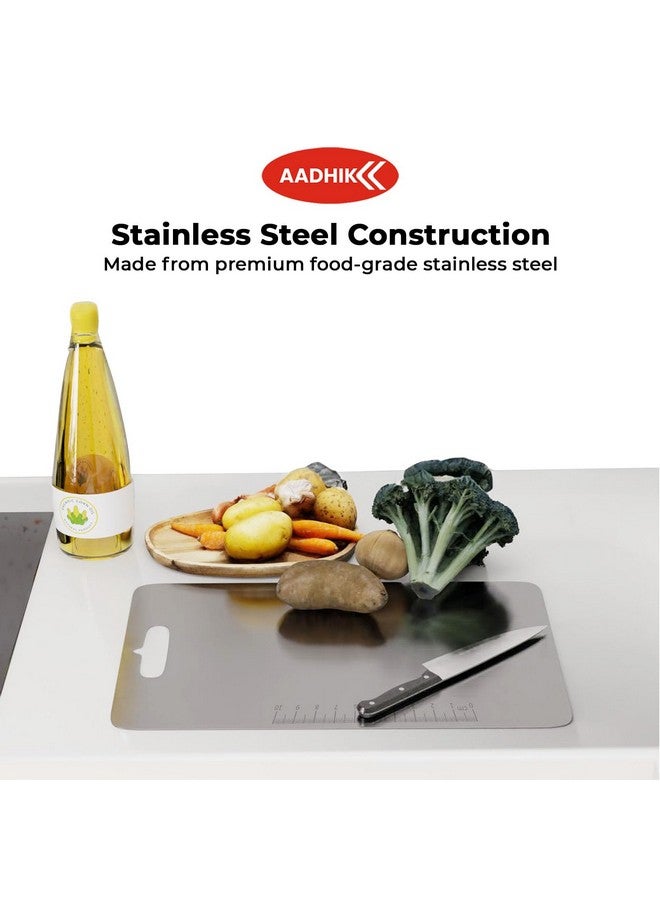 AADHIK Chopping Board Stainless Steel Medium Size Metal Cutting Kitchen,Heavy Duty Choping-Board Vegetable,Fruit Cutter, Meats Vegetable Chopper Boards,Safe Durable -33cm*22cm - Image 4