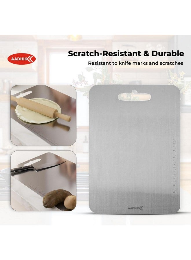AADHIK Chopping Board Stainless Steel Medium Size Metal Cutting Kitchen,Heavy Duty Choping-Board Vegetable,Fruit Cutter, Meats Vegetable Chopper Boards,Safe Durable -33cm*22cm - Image 3