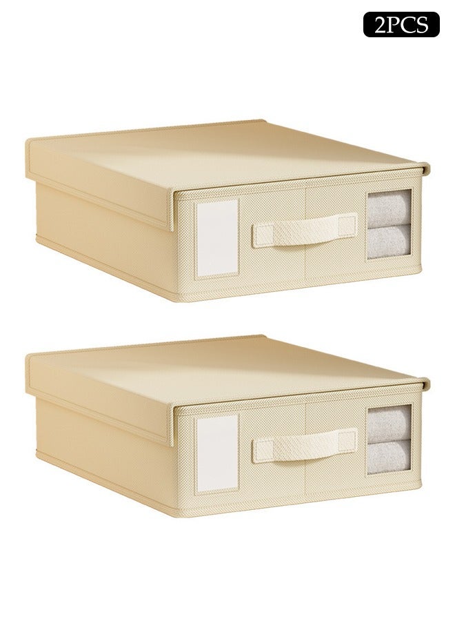 2-Piece  Large Capacity Clothes Storage Box,Storage Containers with Lids, Clothes Storage Bins for Bed Linens Quilt Cover, Bedding (38*32*12cm) - Image 2
