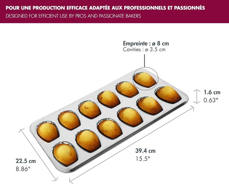 Gobel 12 Count Heavy Tinned Steel Madeleine Sheet Pan, Made in France - Image 4