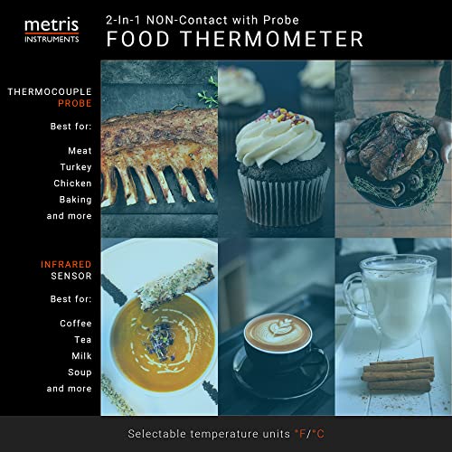Metris Instruments Food Cooking Meat Thermometer Digital Infrared Instant Read with Probe for Kitchen, Outside Grill, BBQ Smoker, Model TCT303F-NSF NSF Approved - Image 5