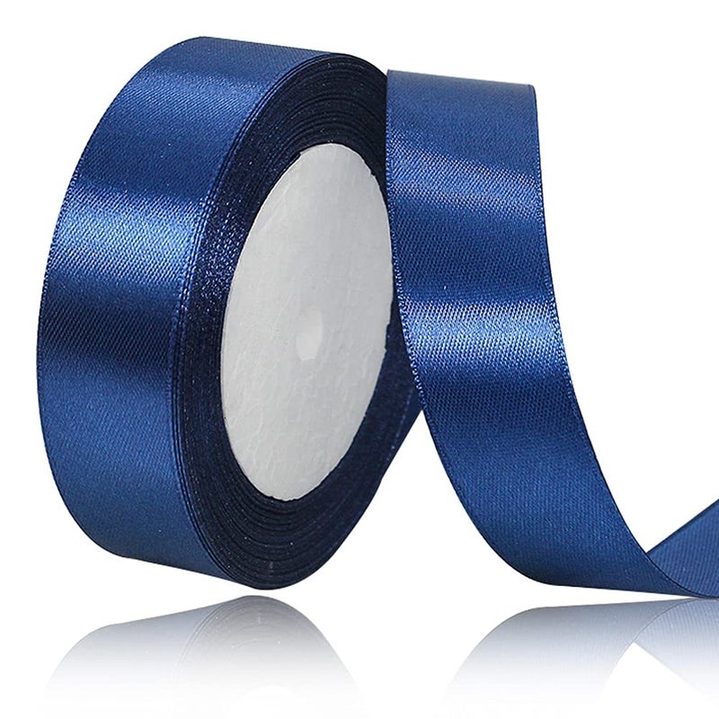 Solid Color Navy Blue Satin Ribbon 1 Inches x 25 Yards Fabric Satin Ribbon for Gift Wrapping Crafts Hair Bows Making Wreath Wedding Party Decoration and Other Sewing Projects