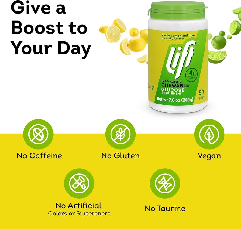 Lift Glucose FastActing Glucose Chewable Energy Tablets Lemon  Lime 50 ct Jar Pack of 6 - Image 4