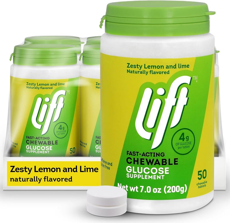 Lift Glucose FastActing Glucose Chewable Energy Tablets Lemon  Lime 50 ct Jar Pack of 6 - Image 1