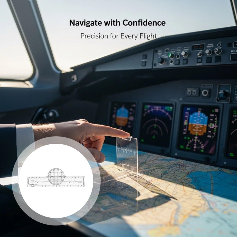Aviation Plotter Flight Navigation Tool 13 2 Inch Transparent Nautical Statute Miles - Image 5