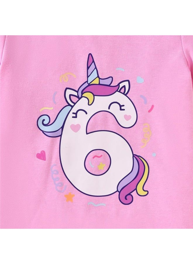 CPEI 6th Birthday Outfit for Girls 6 Year Old Six Sixth Shirt Skirt Birthday Outfit, Pink, 6 years - Image 5