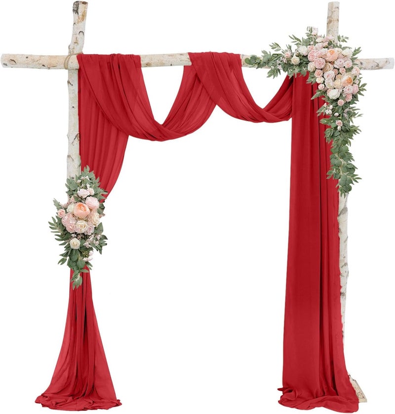 Filloxy Satin Silk Backdrop for Haldi Decoration Pooja Wedding Festive Ceremonies Cloth Decor Party Functions 44 cm Width 6 Meter RED