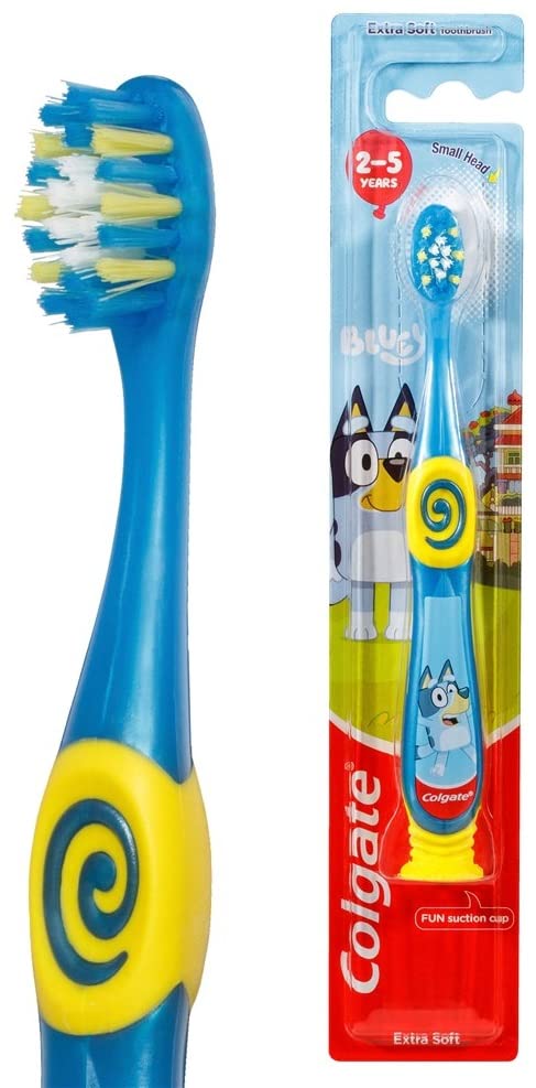 Colgate Bluey Toothbrush for Children with Suction Cup, Kids 2-5 Years Old, Extra Soft (Colors & Characters Very) - Pack of 2 - Image 2