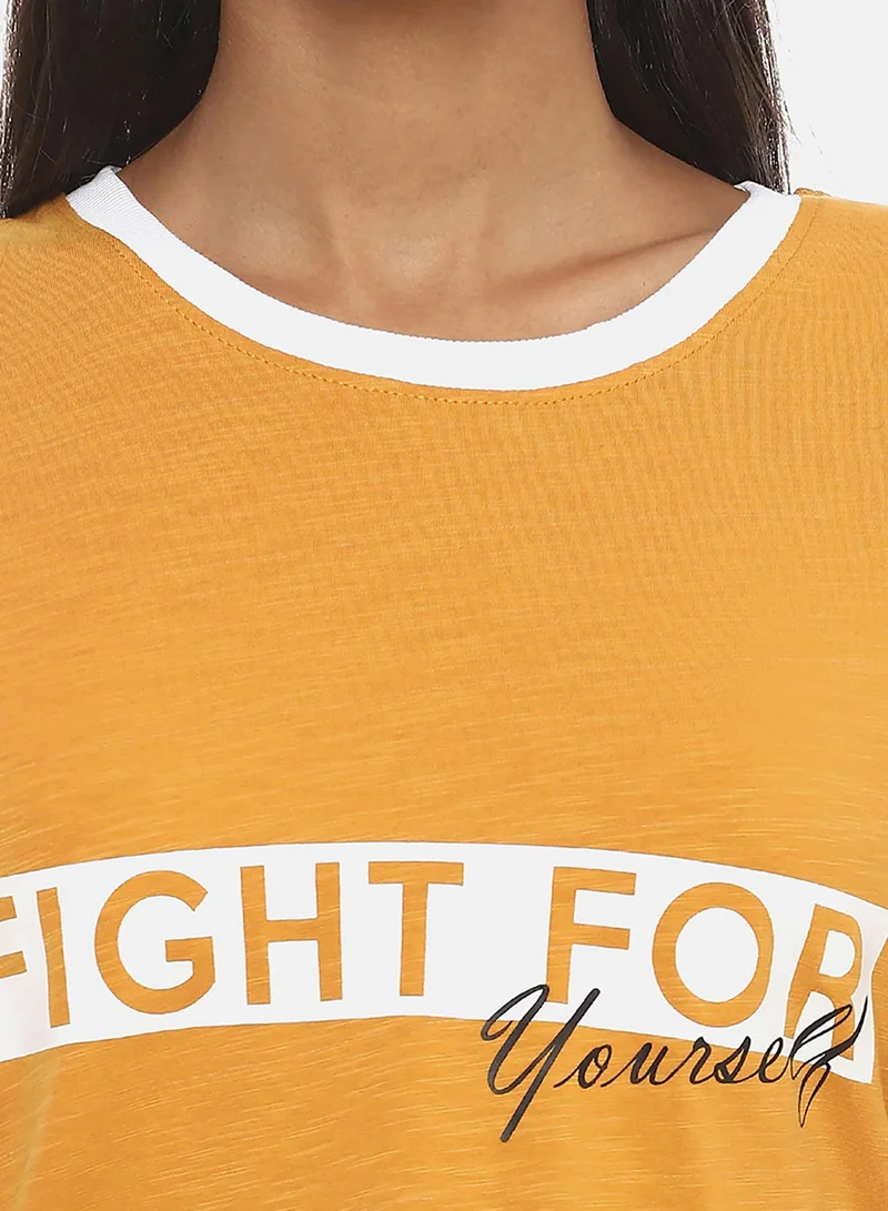 Pinacolada  Women's Mustard Yellow Fight For Yourself Top for Women | Best Price UAE