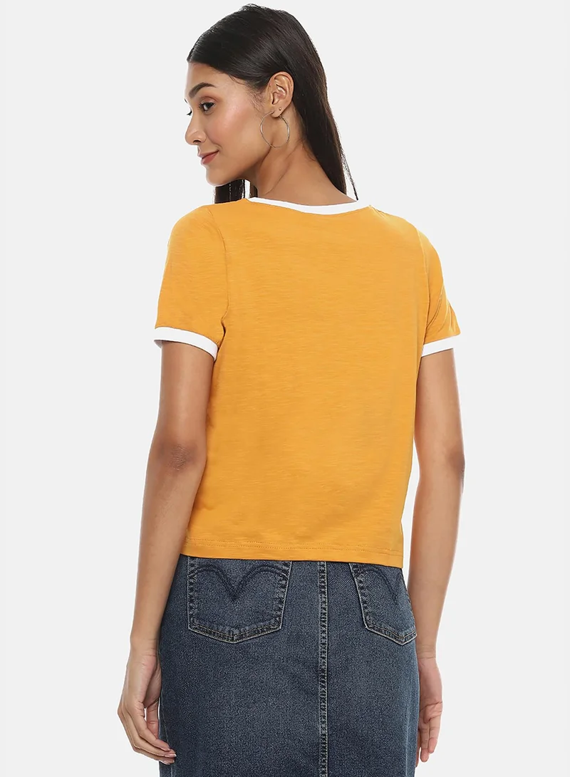 Pinacolada  Women's Mustard Yellow Fight For Yourself Top for Women | Best Price UAE