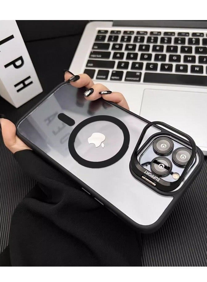 حافظة iPhone 16 Pro Max مع حامل غير مرئي ومرفق مغناطيسي وغطاء حماية للعدسة - Image 2