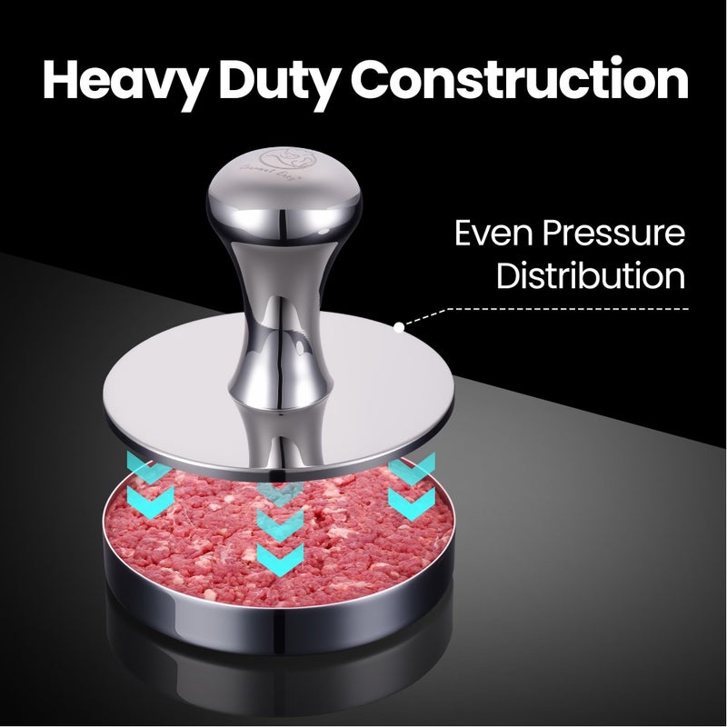 Gourmet Easy 2-in-1 Smash Burger Press & Patty Maker, Heavy Duty Premium Stainless Steel Hamburger Helper, Easy-Clean Design, Hamburger Press with Patty Liner, Mirror Polished Burger Mold, Dishwasher Safe - Image 4