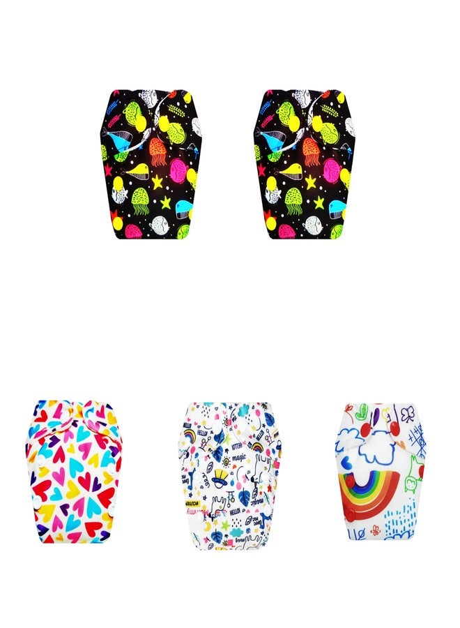 Dumbledo Premium Newborn Cloth Diaper with Integrated Insert (Pack of 5) | Dry Feel and Comfortable | 6-Layer Absorbent Pad | Adjustable Snaps | Trusted by Moms | 0 - 4 Months | Unisex Baby - Image 1