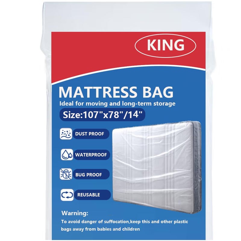 SANEMBER Plastic Mattress Bag for Moving Storage, Mattress Protector Cover ,Mattress Bag for Disposal (King) - Image 1