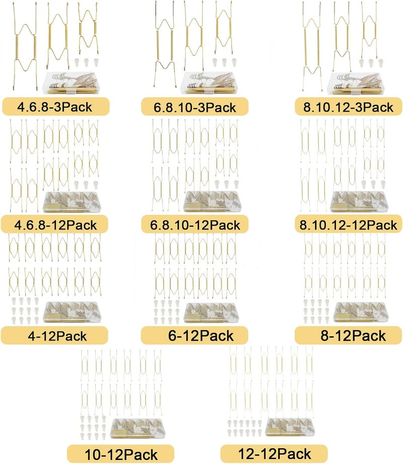 KAHIT Plate Hangers for The Wall, Plate Wall Hangers for Display Wall Plate Hangers Plate Holders for Displaying On Wall Plate Holder Platter Hangers for The Wall Plate Hanger (4"-12Pack) - Image 4