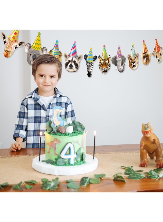 لافتة عيد ميلاد سعيد لحيوانات السفاري، زينة حفلات أعياد الميلاد، لافتة حيوانات للحفلات، إكليل لزينة أعياد الميلاد في الغابة، لوازم حفلات حديقة الحيوانات البرية للأطفال - Image 5