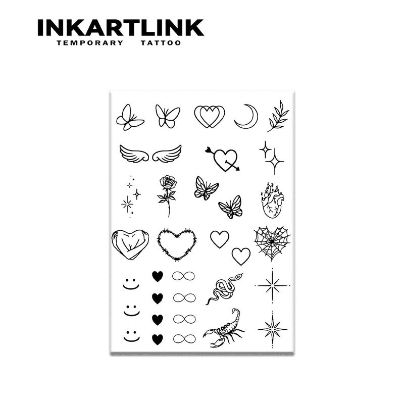 Inkartlink Tattoo Tech  2 Sheets Medium Semi Permanent Tattoo  Adult Art Design Temporary Tattoos  Lasts 1-2 Weeks  Waterproof  Realistic Look  No Adhesive  No Reflection (Butterflies And Love) - Image 3