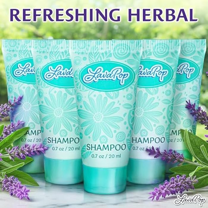 LavaPop - Travel Size Hotel Shampoo - Iris, Violet & Amber, 0.7 fl oz, 100 Pack - Delight Your Guests with Calming & Comforting Shampoo - Bulk Small Toiletries for Airbnb, Motels & Guest Rooms - Image 3