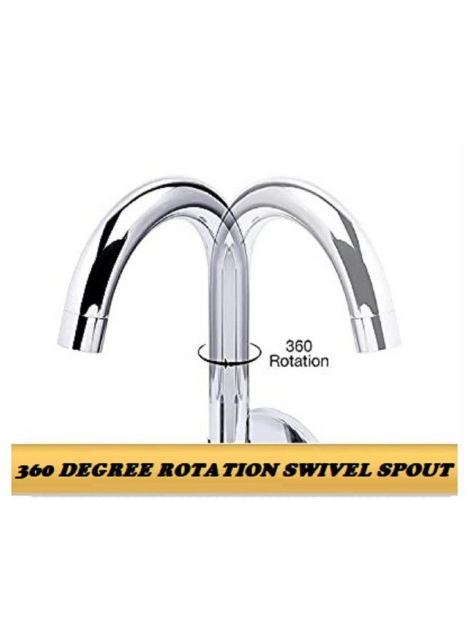 JAGGER صنبور مطبخ JAGGER توربو لمغسلة المطبخ / حوض المطبخ / المنزل، الميزات: - مثبت على الحائط، فوهة دوارة 360 درجة، دوران ربع و تدفق رغوي (مع فلانج الحائط وشريط تفلون) (توربو)، فضي - Image 2