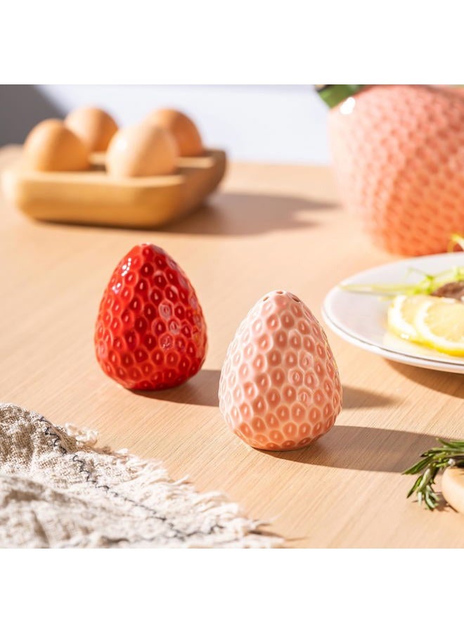 Qiuhome Strawberry Salt and Pepper Shakers Cute Ceramic Salt and Pepper Shakers Set - Image 4