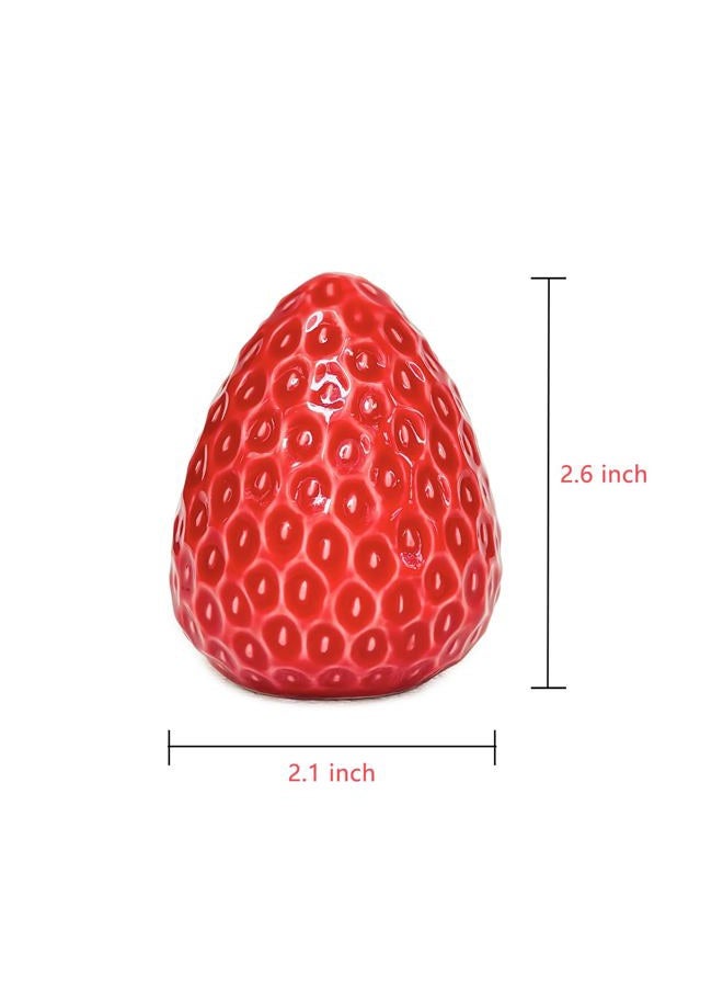 Qiuhome Strawberry Salt and Pepper Shakers Cute Ceramic Salt and Pepper Shakers Set - Image 2