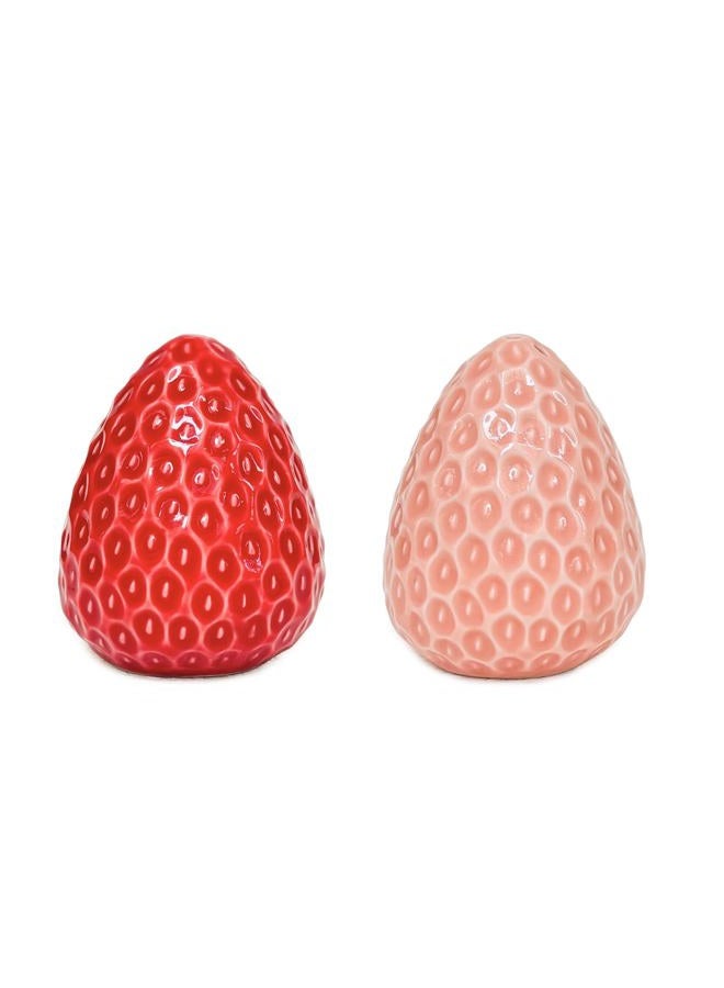 Qiuhome Strawberry Salt and Pepper Shakers Cute Ceramic Salt and Pepper Shakers Set - Image 1