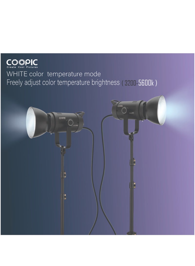 COOPIC CL-200 Adjustable LED Video light 200W, 2.4g remote control, white from 3200k or 5600k,CRI>97 TLCI>98, Daylight Balanced Video Light for Video Recording, Photography, Outdoor Shooting, etc - Image 2
