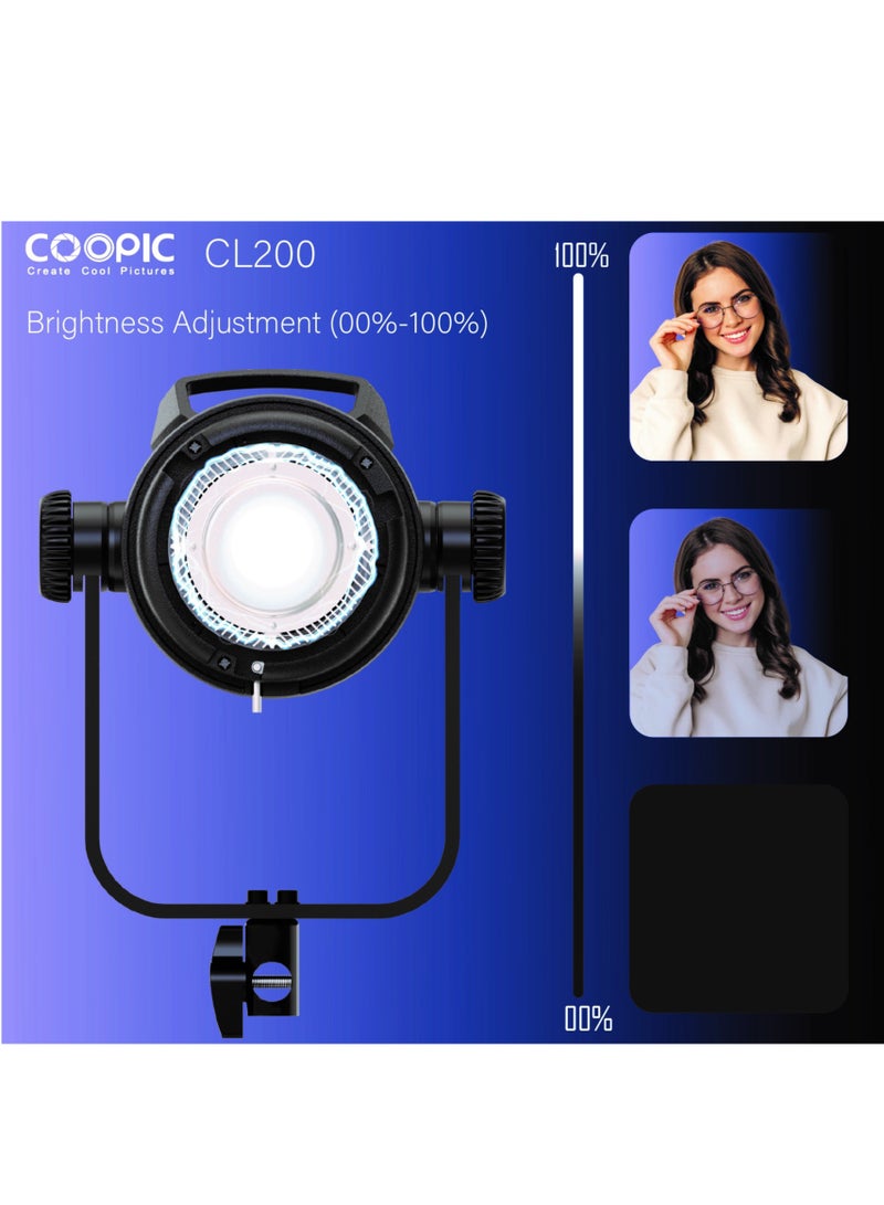 COOPIC CL-200 Adjustable LED Video light 200W, 2.4g remote control, white from 3200k or 5600k,CRI>97 TLCI>98, Daylight Balanced Video Light for Video Recording, Photography, Outdoor Shooting, etc - Image 5